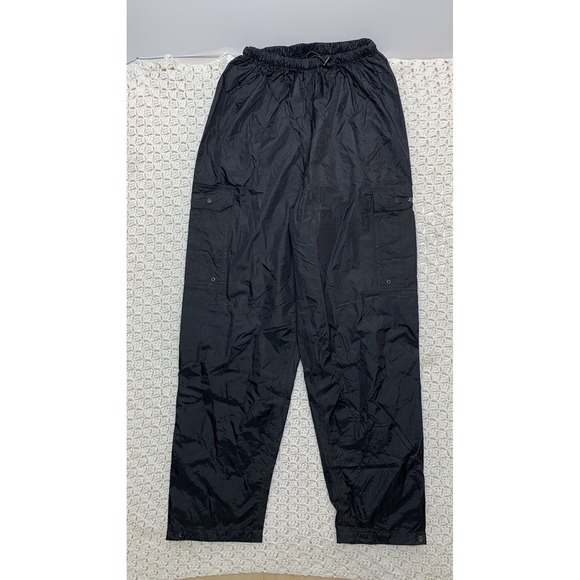 STEARNS Mesh Lined Track Pants Mens M  Black Cargo Pockets Snap Ankles - Picture 1 of 12